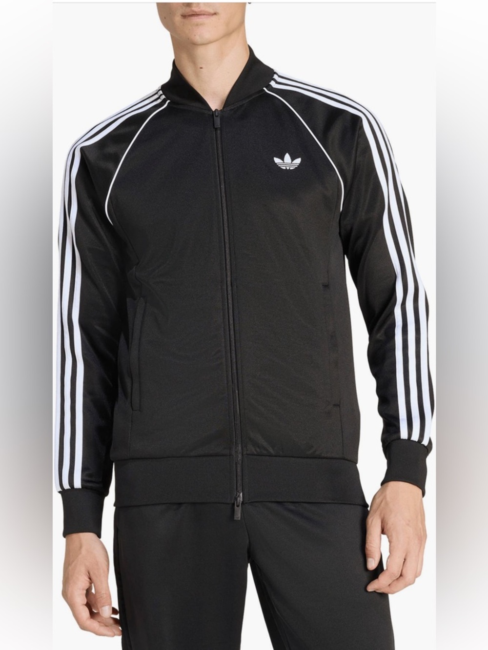 adidas Black Track Jacket with White 3-Stripes